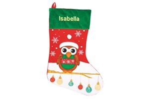 Personalised Owl Design Christmas Stocking