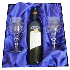 Pair of Crystal Wine Glasses with