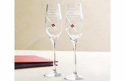 Personalised Pair of Infinity Flutes with Ruby