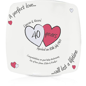 personalised Perfect Love Ruby Anniversary Plate