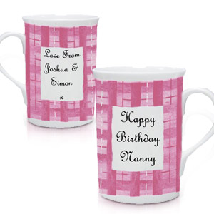 personalised Pink Checked Sentiment Mug