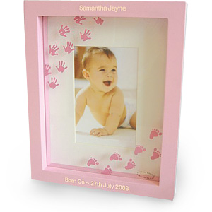 personalised Pink Hand and Foot Print Photo Frame