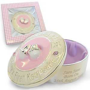 personalised Pink My First Keepsake Trinket Box
