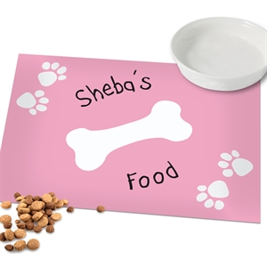 Pink Paw Print Dog Food Mat