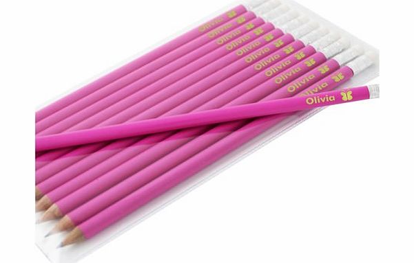 Pink Pencils with Butterfly Motif