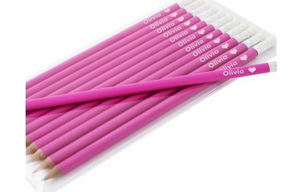 Pink Pencils with Heart Motif