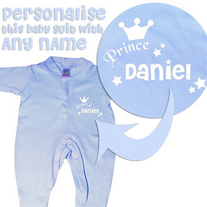 personalised Prince Blue Baby Suit
