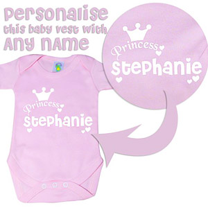 personalised Princess Pink Baby Vest