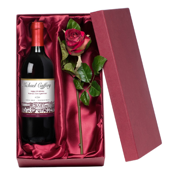 Red Wine With a Luxury Silk Rose