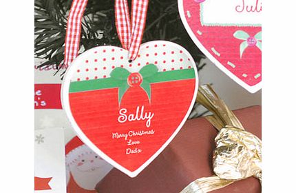 Personalised Ribbon Bow Heart Shaped Wooden