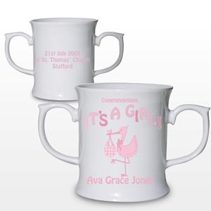 Personalised Stork Its a Girl Loving Mug
