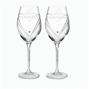 Personalised Swarovski Heart Wine Glasses