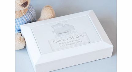 Personalised Train White Wooden Keepsake Box