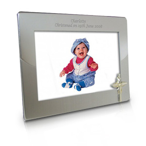 personalised Two Tone Cross Photo Frame
