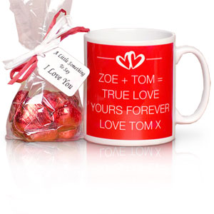 Personalised Valentine Message Mug and Chocolates