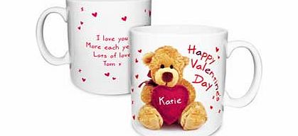 Personalised Valentines Teddy Heart Mug
