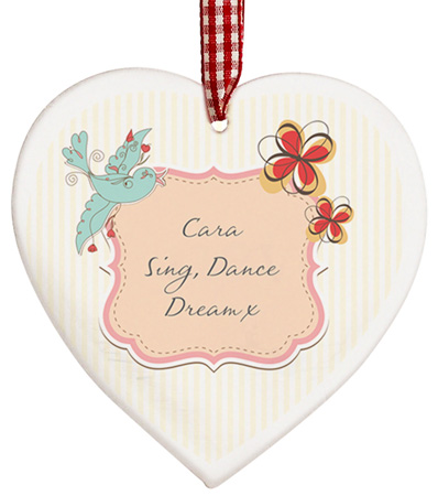 Wooden Heart Decoration - Songbird