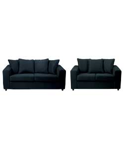 perth Chenille Large and Regular Sofa - Black