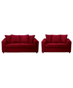 perth Chenille Large and Regular Sofa - Red