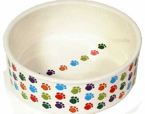 Paw Prints Ceramic Dog Feeding Dish -