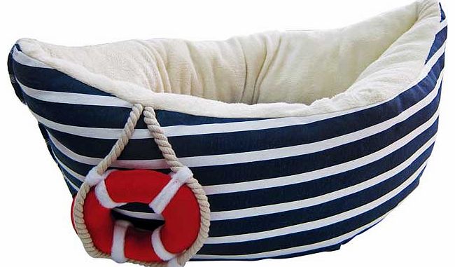 Pet Brands Sailor Boat Dog Bed - Navy Blue
