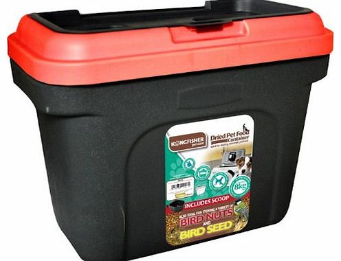Pet Care PET FOOD STORAGE CONTAINER BLACK. HOLDS 8 KG. RED LID. RUBBER AIRTIGHT SEAL. 19L