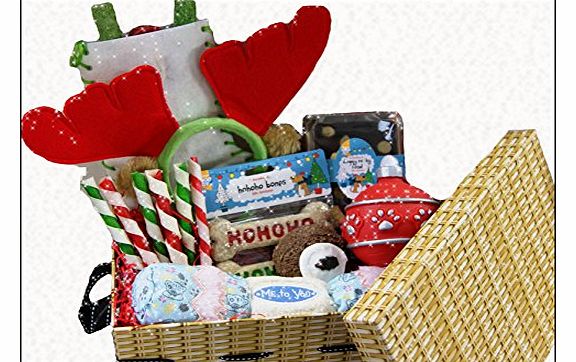 Christmas Woof Box Hamper for Dogs - Xmas Gift Baskets Presents for Dogs - Gift Boxes for Dogs Xmas