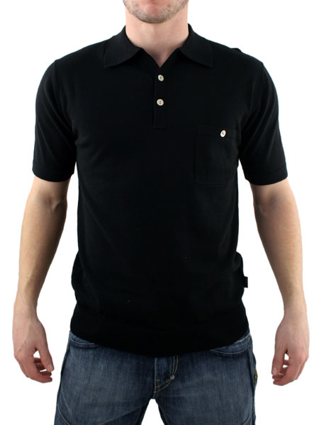 Black Knit Polo Shirt