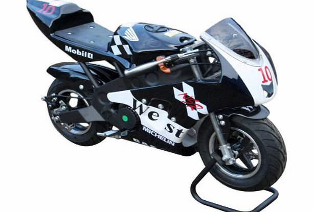 PetrolScooter Mini Moto Racing Bike 49cc Vixen Minature Motorbike (Black (West Graphics))