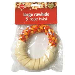 Christmas Rawhide Ring and Rope Dog Treat by Beefeaters
