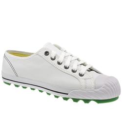 Male Grounder Lo Leather Upper Fashion Trainers in White and Green