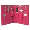 This attractive mini manicure set is held inside an attractive.  soft-touch felt wallet for anytime 