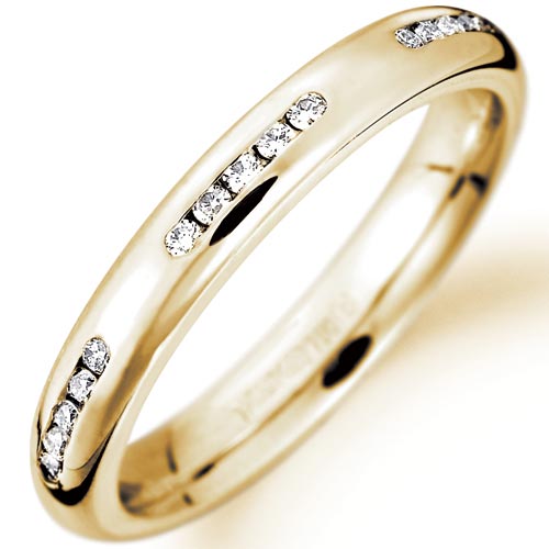 3mm Diamond Set Wedding Band In 18 Carat Yellow Gold