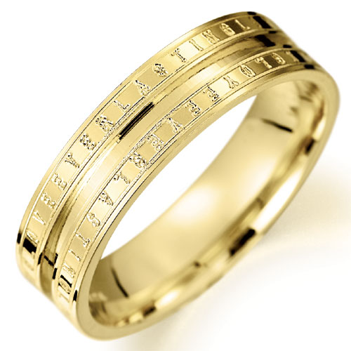 5mm Love Everlasting Engraved Wedding Band In 18 Carat Yellow Gold