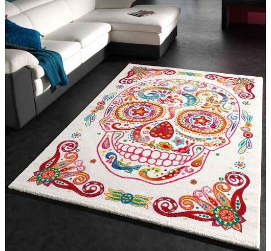 Designer Carpet Modern Multicolour Tattoo Style Mexican Skull Rug Top Quality, Size:160x230 cm