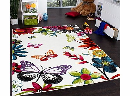 PHC Kids Rug - Butterfly - Multicoloured Cream, Size:120x170 cm