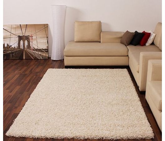 Shaggy Rug High Pile Long Pile Modern Carpet Uni Cream Ivory, Dimension:120x170 cm