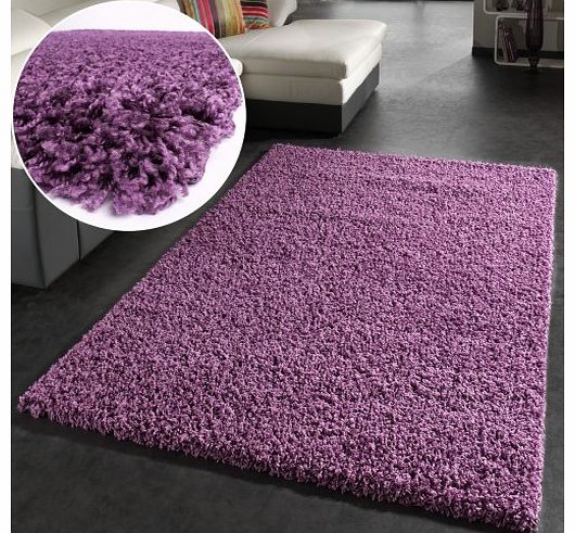 PHC Shaggy Rug High Pile Long Pile Modern Carpet Uni Violet Purple, Size:60x100 cm