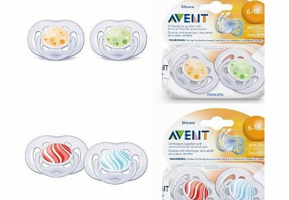 Philips AVENT SCF180/24 BPA-Free Contemporary Freeflow Soothers (6-18 Months) 2 Pack