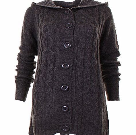 Piazza Italia Ladies Piazza Italia Button Front Hooded Knitted Long Cardigan In 4 Colours
