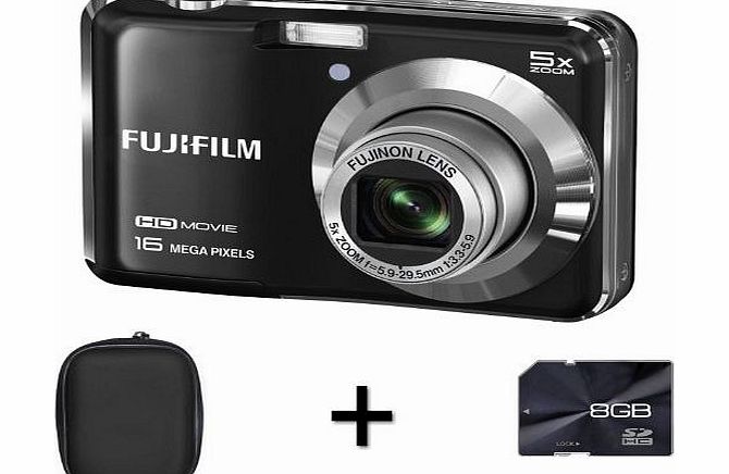 Picsio Fujifilm FinePix AX650 Black   8GB Memory Card and Case (16MP, 5x Optical Zoom) 2.7 inch LCD