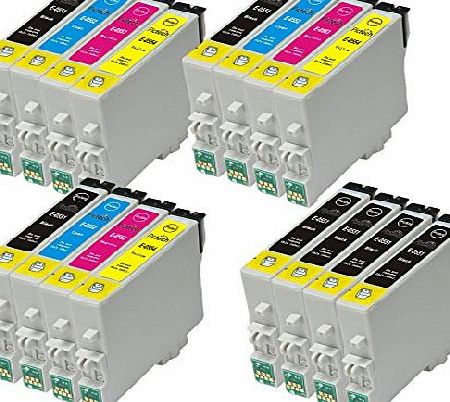 4 Sets + 4 black = 20 Compatible Epson T0555 - T0551 T0552 T0553 T0554 Printer Ink Cartridges for Epson Stylus Photo RX420 RX425 RX520 R240 R245 RX450 Printers (8x Black, 4x Cyan, 4x Magenta, 4x Yello