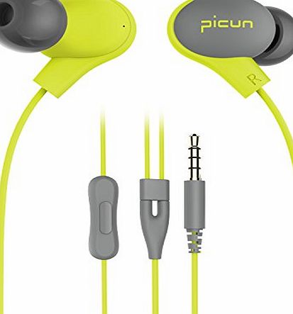 Picun S2 Earphones, In-Ear Headphones, Ergo Fit Earbuds with Microphone, Crystal Sound for Smartphones, PC, Tablets, MP3/MP4 Players(Green)