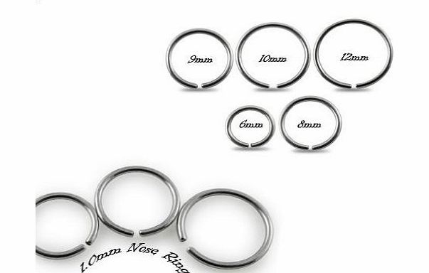Piercing Boutique Surgical Steel Eyebrow / Nose Cartilage Ring / Hoop - 0.8mm (20g) x 6mm Diameter