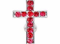 Piercing Boutique Surgical Steel Reverse Gem Cross / Crucifix Belly Bar with Coloured Gems 1.6mm (14 gauge) x 10mm Length - One Piece - Red
