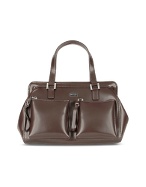 Dark Brown Genuine Leather Doctor-style Handbag
