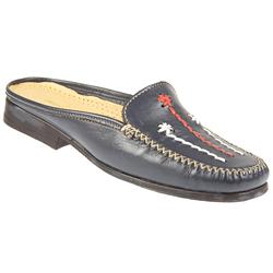 Female Pcnap705 Leather Upper Leather Lining Mules in Navy Multi