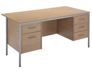 PILOT H-leg rectangular twin pedestal desk