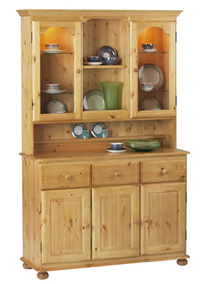 PINE 3DR GLAZED TOP DRESSER HARVEST