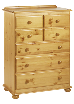 pine 4 Over 3 Drawer Chest of Drawers Corndell
